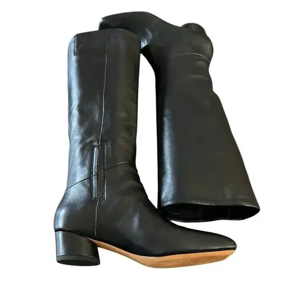 Vince Ramona Leather Minimalist Square Toe Knee High Boots NEW Size 7 - Picture 4 of 11